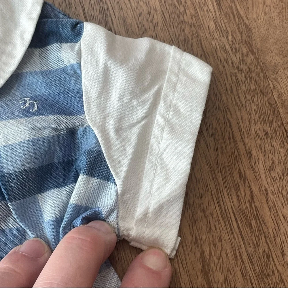 Vintage Tender Touch Baby Handcrafted Blue Plaid Cotton Romper Newborn-Preemie‎